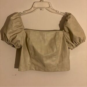 7 For All Mankind Cream Puff Sleeve Crop Top